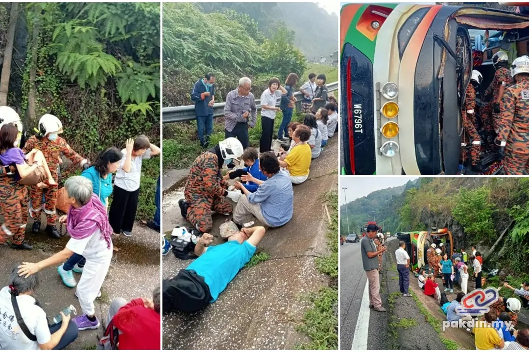 [VIDEO] Bas persiaran terbabas, 42 penumpang terselamat
