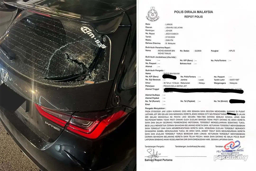 Kereta Safiq Rahim dipecah guna tukul, insiden ketiga babitkan pemain bola sepak